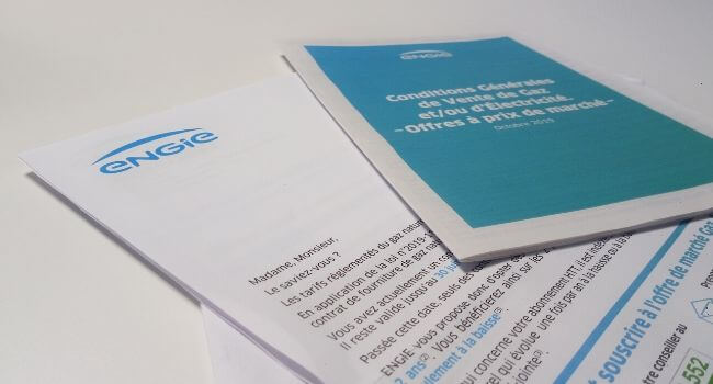 courrier engie reçu par les consommateurs au tarif réglementé du gaz d'Engie