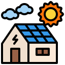 maison avec panneaux photovoltaïques sur le toit